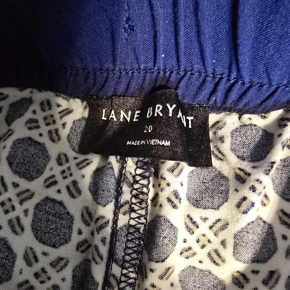 Lane Bryant Navy and Cream Patterned Top